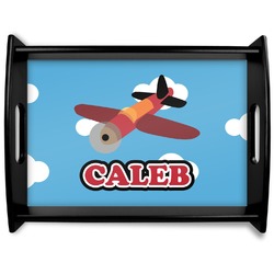 Airplane Black Wooden Tray - Large (Personalized)