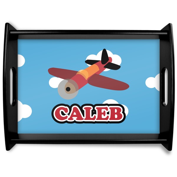 Custom Airplane Black Wooden Tray - Large (Personalized)