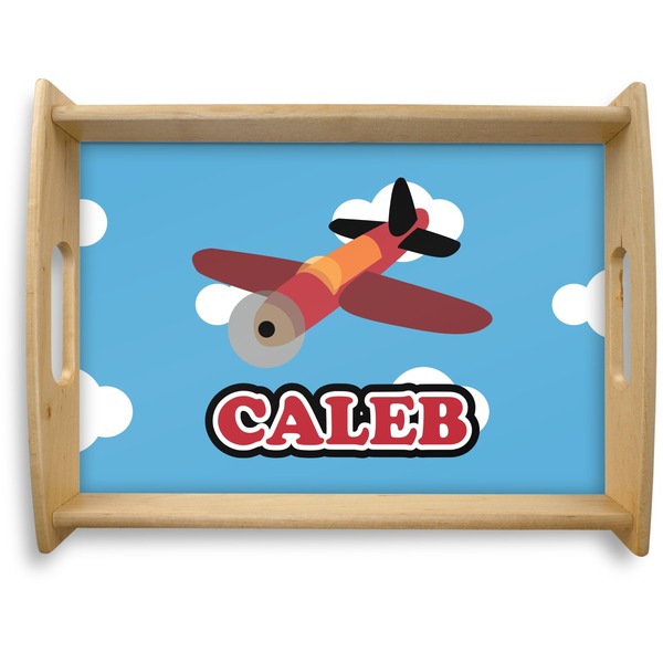 Custom Airplane Natural Wooden Tray - Large (Personalized)