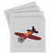 Airplane Set of 4 Sandstone Coasters - Front View