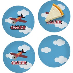 Airplane Set of 4 Glass Appetizer / Dessert Plate 8" (Personalized)