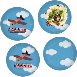 Airplane Set of 4 Glass Lunch / Dinner Plate 10" (Personalized)