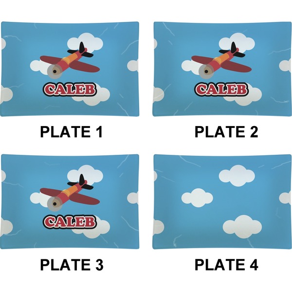 Airplane Set of Rectangular Appetizer / Dessert Plates (Approval)