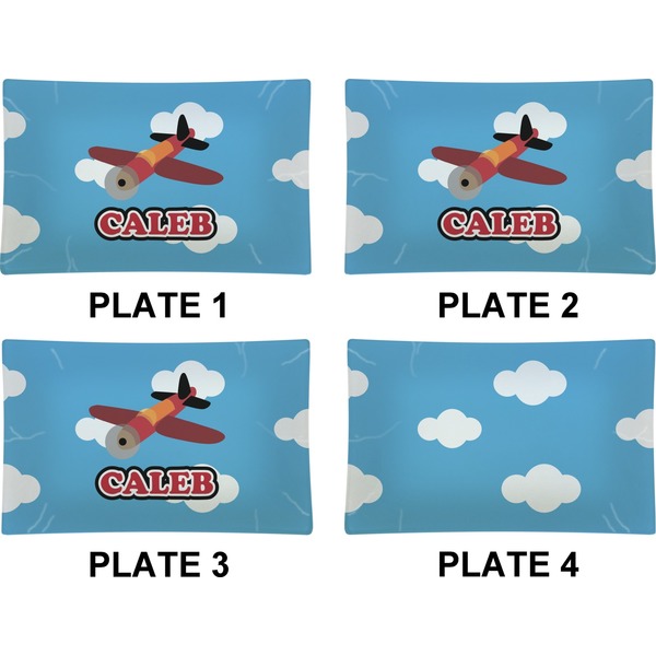 Airplane Set of Rectangular Dinner Plates (Approval)