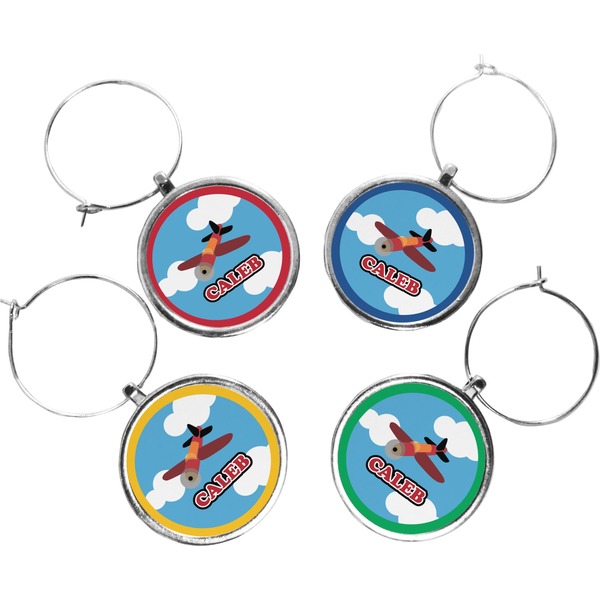 Custom Airplane Wine Charms (Set of 4) (Personalized)