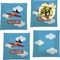 Airplane Set of 4 Glass Square Lunch / Dinner Plate 9.5" (Personalized)
