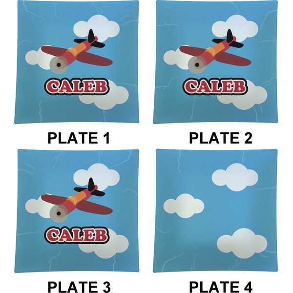 Airplane Set of Square Dinner Plates (Approval)