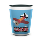 Airplane Ceramic Shot Glass - 1.5 oz - Two Tone - Set of 4 (Personalized)