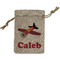 Airplane Small Burlap Gift Bag - Front