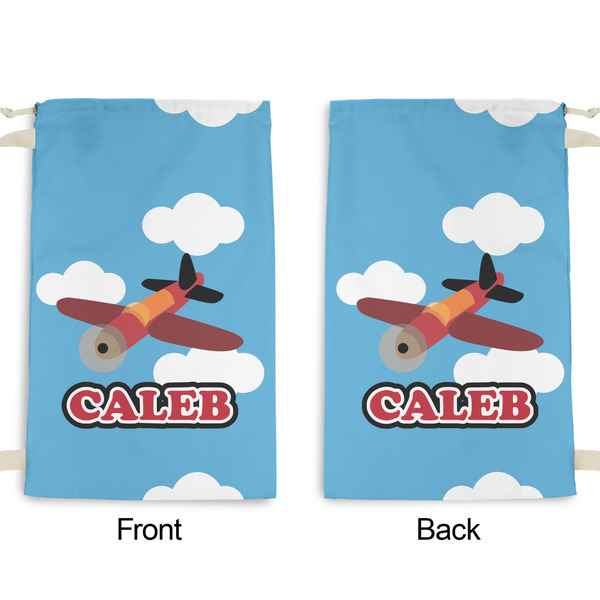 Airplane Small Laundry Bag - Front & Back View