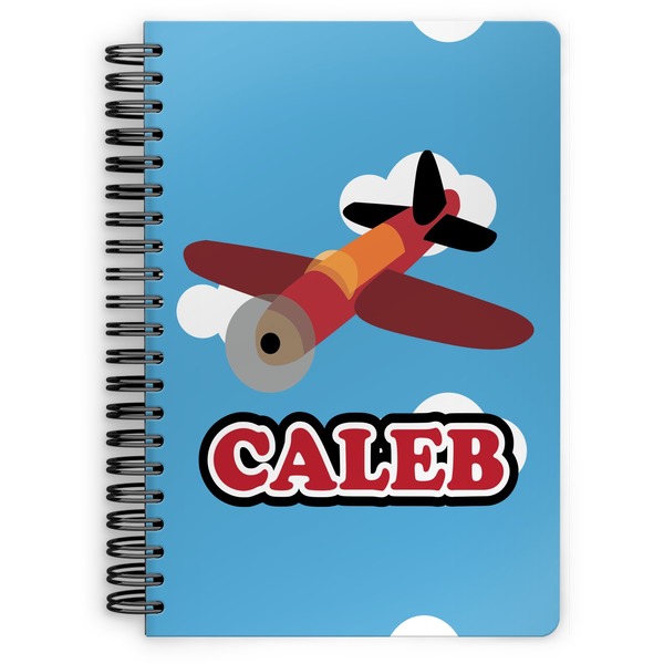 Custom Airplane Spiral Notebook - 7x10 w/ Name or Text