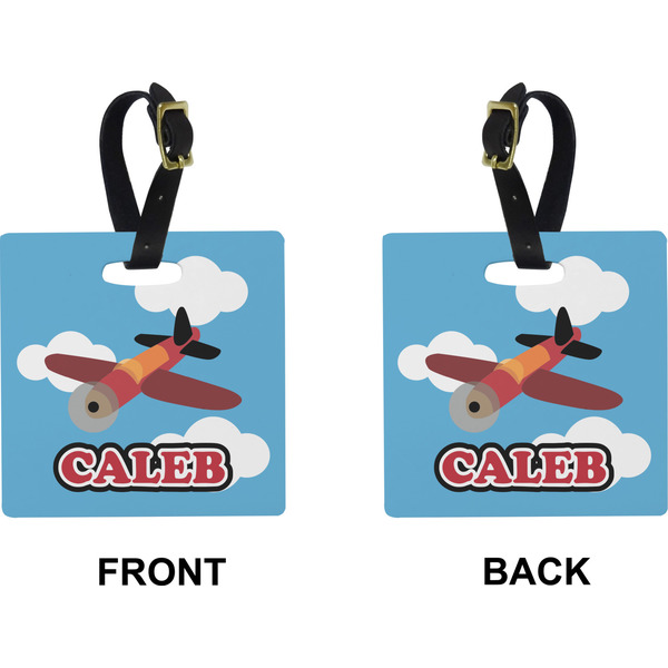 Airplane Square Luggage Tag (Front + Back)