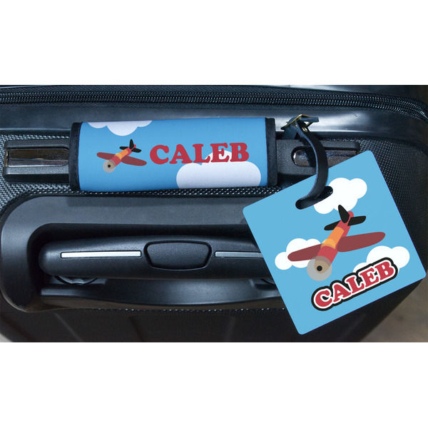 Airplane Square Luggage Tag & Handle Wrap - In Context