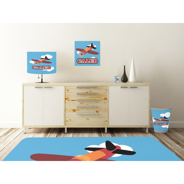 Airplane Square Wall Decal Wooden Desk