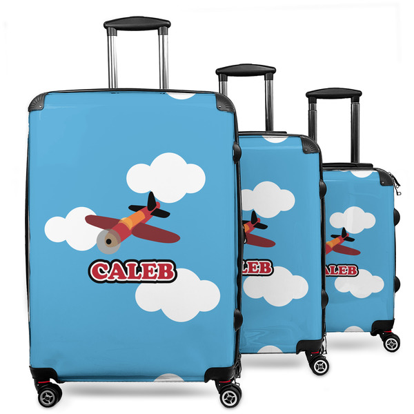Custom Airplane 3 Piece Luggage Set - 20" Carry On, 24" Medium Checked, 28" Large Checked (Personalized)
