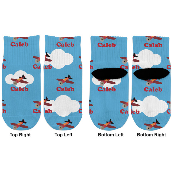 Airplane Toddler Ankle Socks - Double Pair - Front and Back - Apvl