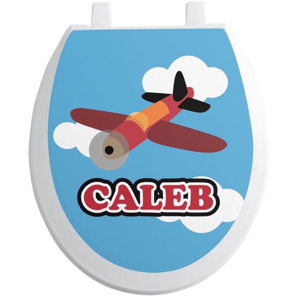 Custom Airplane Toilet Seat Decal - Round (Personalized)
