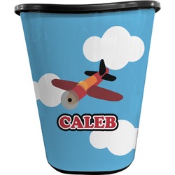 Airplane Waste Basket - Double Sided (Black) (Personalized)