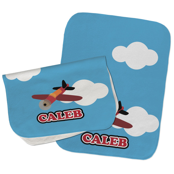 Airplane Two Rectangle Burp Cloths - Open & Folded