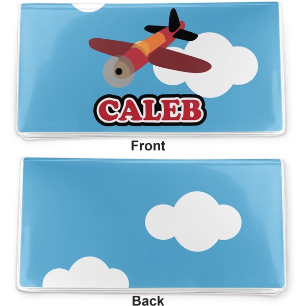 Airplane Vinyl Check Book Cover - Front and Back