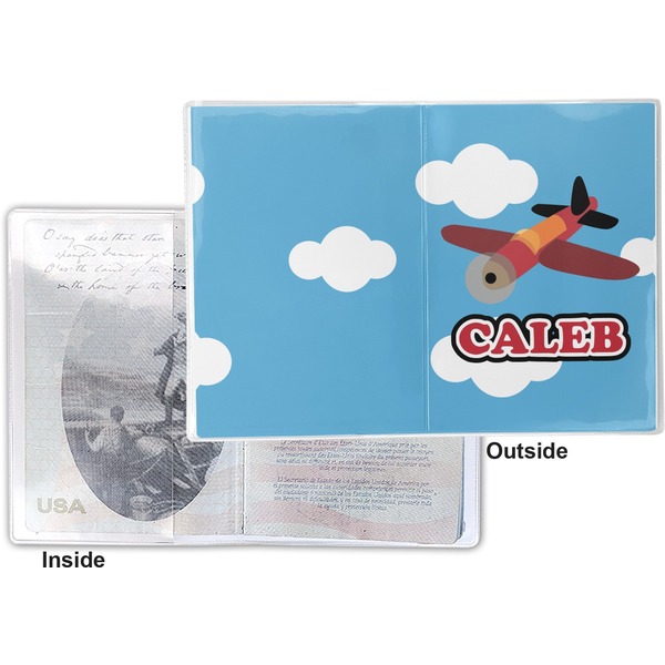 Airplane Vinyl Passport Holder - Flat Front and Back