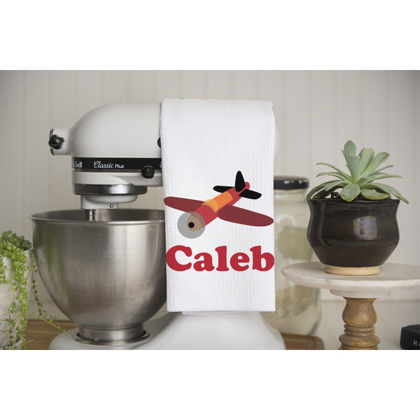 Airplane Waffle Weave Towel - Lifestyle - Partial Print