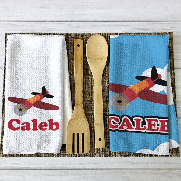Airplane Waffle Weave Towels - 2 Print Styles