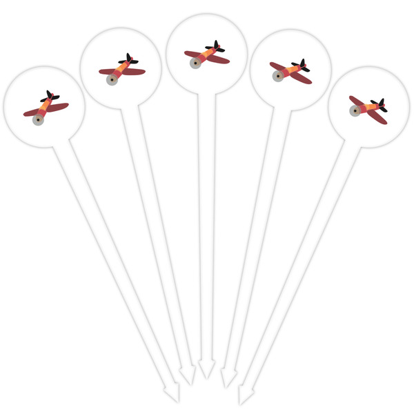 Airplane White Plastic 4" Food Pick - Round - Fan View