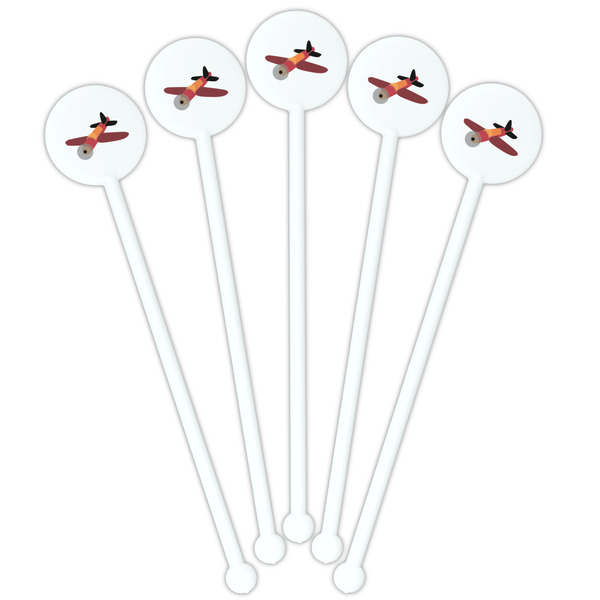 Airplane White Plastic 5.5" Stir Stick - Fan View