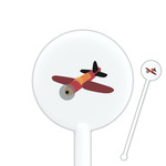 Airplane 5.5" Round Plastic Stir Sticks - White - Single Sided