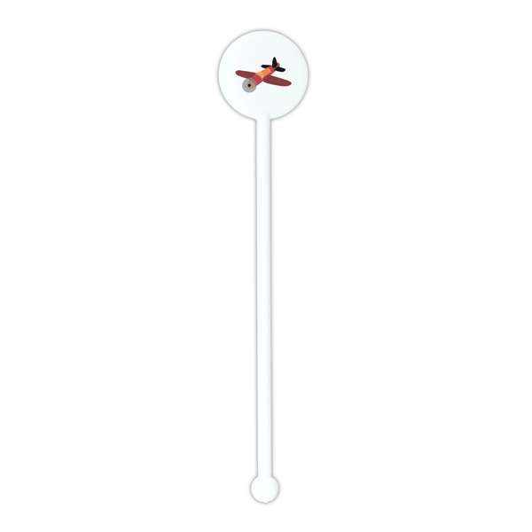 Airplane White Plastic 5.5" Stir Stick - Round - Single Stick