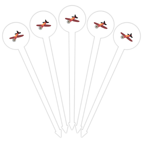 Airplane White Plastic 6" Food Pick - Round - Fan View