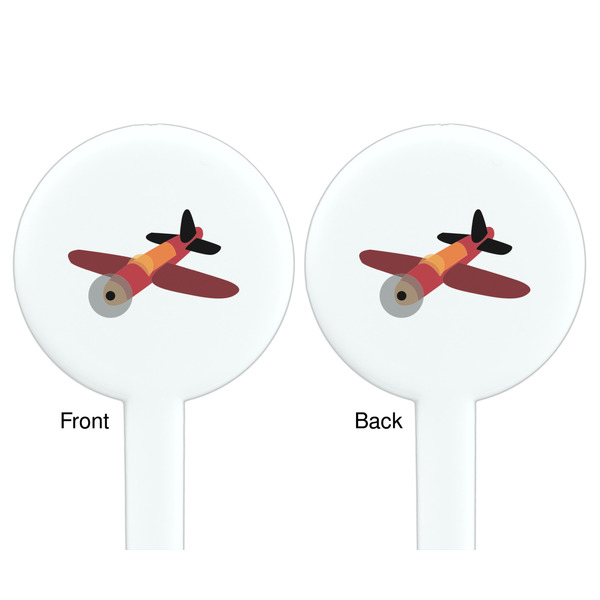 Airplane White Plastic 7" Stir Stick - Double Sided - Round - Front & Back