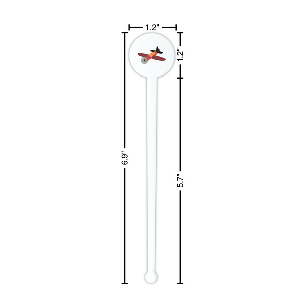 Airplane White Plastic 7" Stir Stick - Round - Dimensions