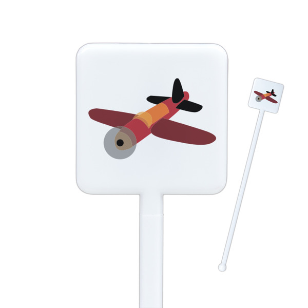 Custom Airplane Square Plastic Stir Sticks - Single Sided