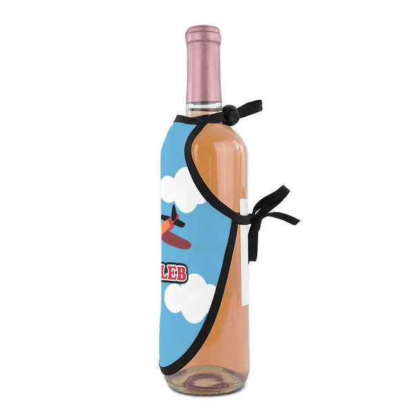 Airplane Wine Bottle Apron - DETAIL WITH CLIP ON NECK