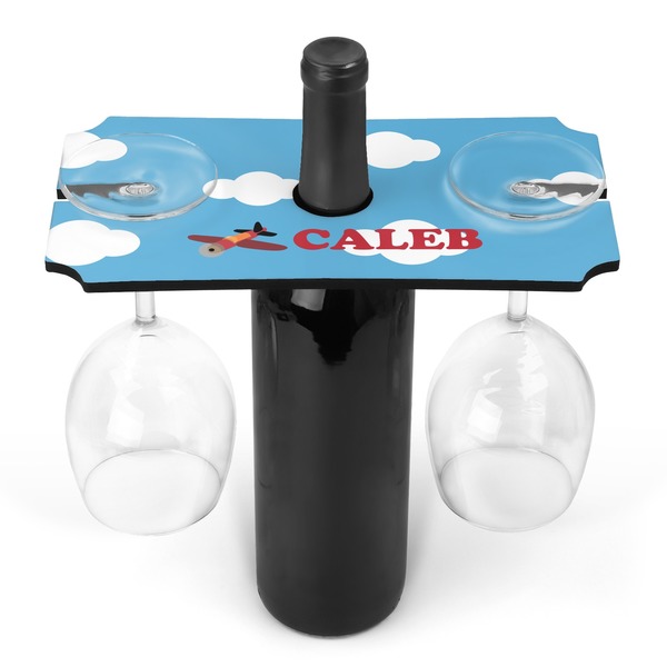 Custom Airplane Wine Bottle & Glass Holder (Personalized)