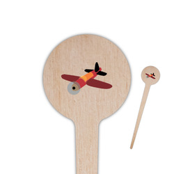 Airplane 4" Round Wooden Food Picks - Double Sided