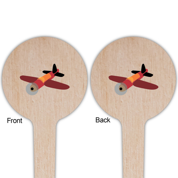 Airplane Wooden 4" Food Pick - Round - Double Sided - Front & Back