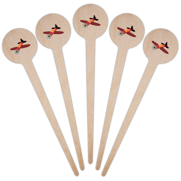 Airplane Wooden 4" Food Pick - Round - Fan View