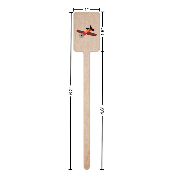 Airplane Wooden 6.25" Stir Stick - Rectangular - Dimensions