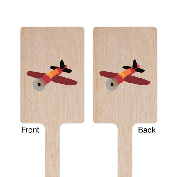 Airplane Wooden 6.25" Stir Stick - Rectangular - Double Sided - Front & Back