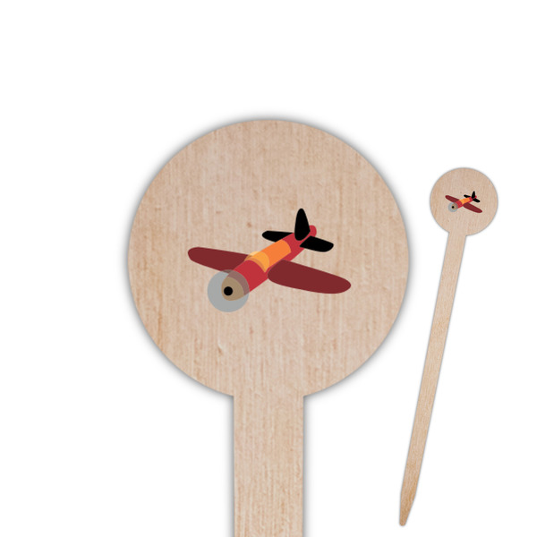 Custom Airplane 6" Round Wooden Food Picks - Double Sided