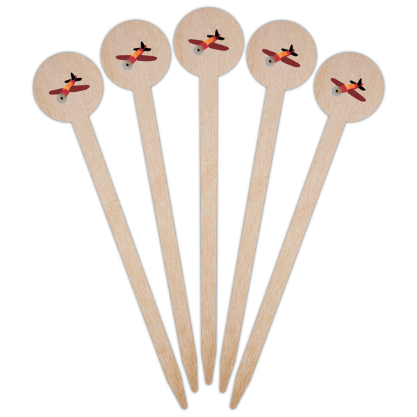 Airplane Wooden 6" Food Pick - Round - Fan View