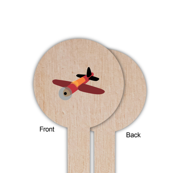 Airplane Wooden 6" Food Pick - Round - Single Sided - Front & Back
