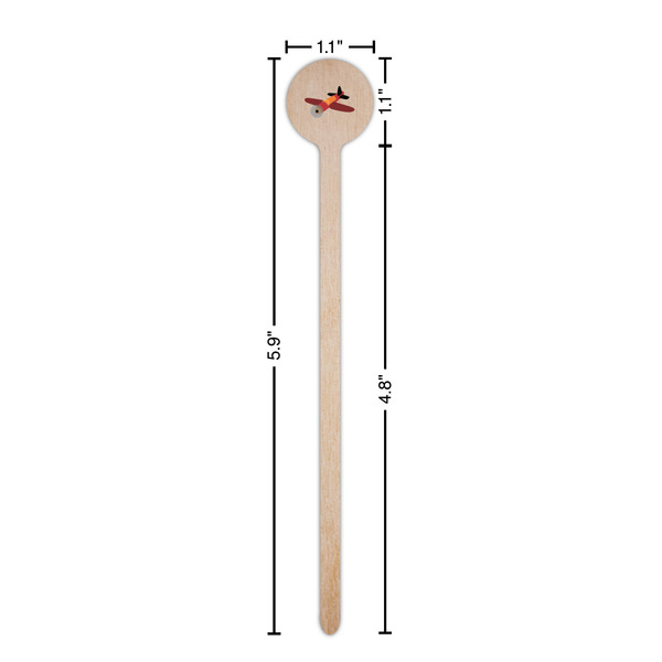 Airplane Wooden 6" Stir Stick - Round - Dimensions