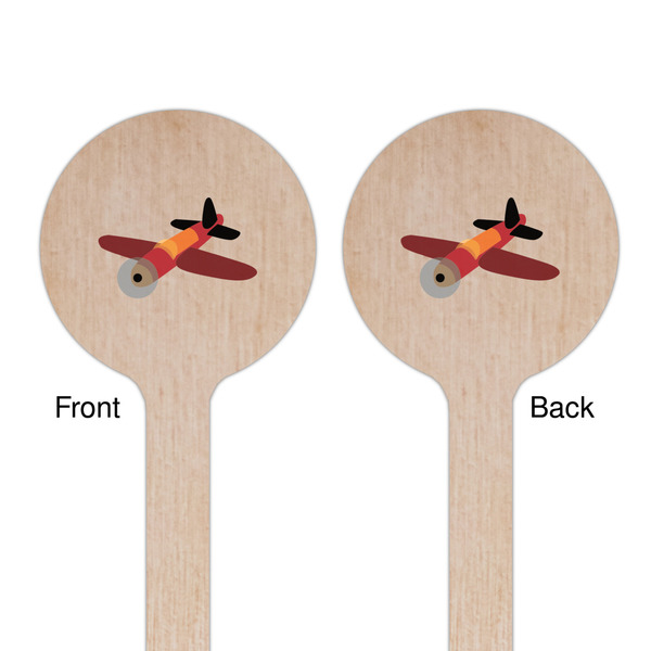 Airplane Wooden 6" Stir Stick - Round - Double Sided - Front & Back