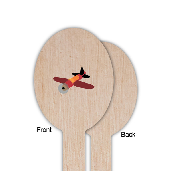 Airplane Wooden Food Pick - Oval - Single Sided - Front & Back