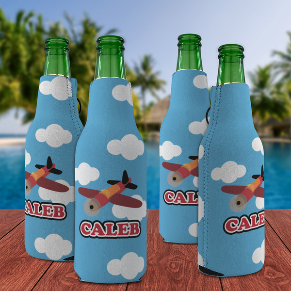 Airplane Zipper Bottle Cooler - Set of 4 - LIFESTYLE