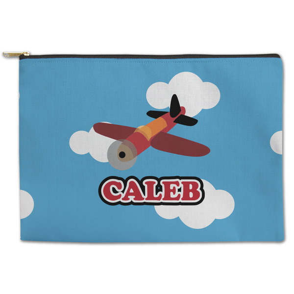 Custom Airplane Zipper Pouch - Large - 12.5"x8.5" (Personalized)